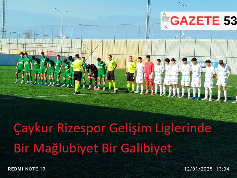 Çaykur Rizespor Gelişim Liglerinde Bir Mağlubiyet Bir Galibiyet