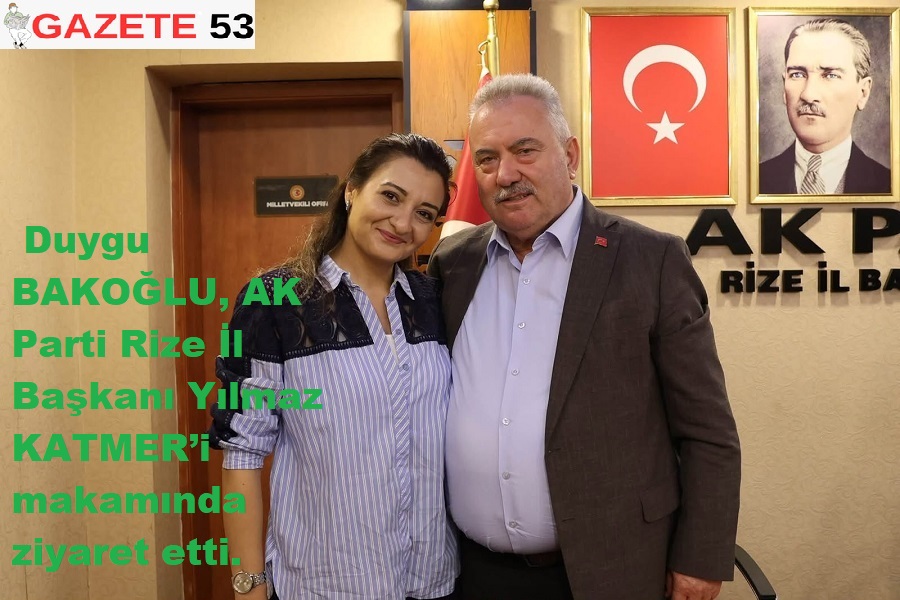 Duygu BAKOĞLU, AK Parti Rize İl Başkanı Yılmaz KATMER’i makamında ziyaret etti.